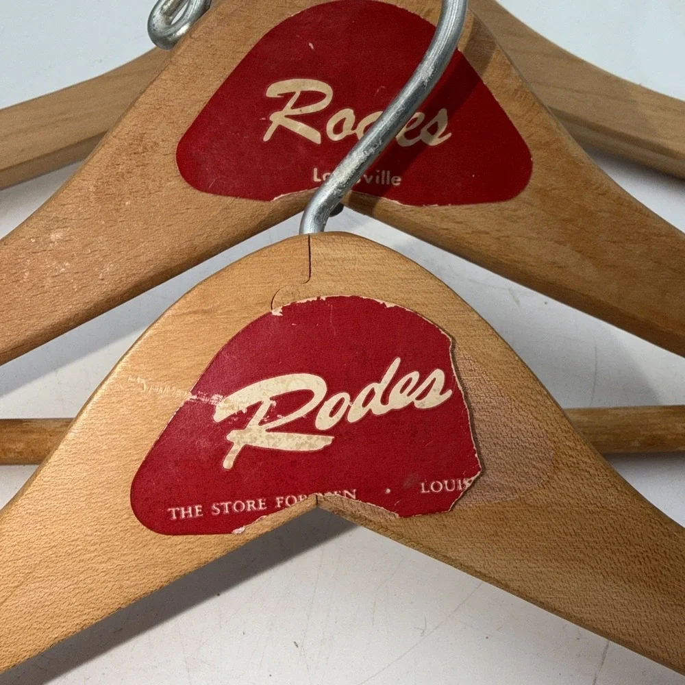 Lot 3 Wooden Suit Hangers & Pants Vintage Natural 1950-60s Wood Louisville Rodes